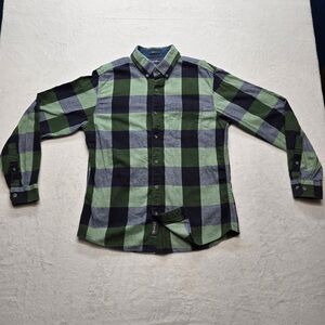 Eddie Bauer Classic Fit Plaid Flannel Shirt Green Blue Men’s M